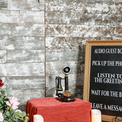 Black Candle Stick with Gold Accent Audio Guest Book Phone